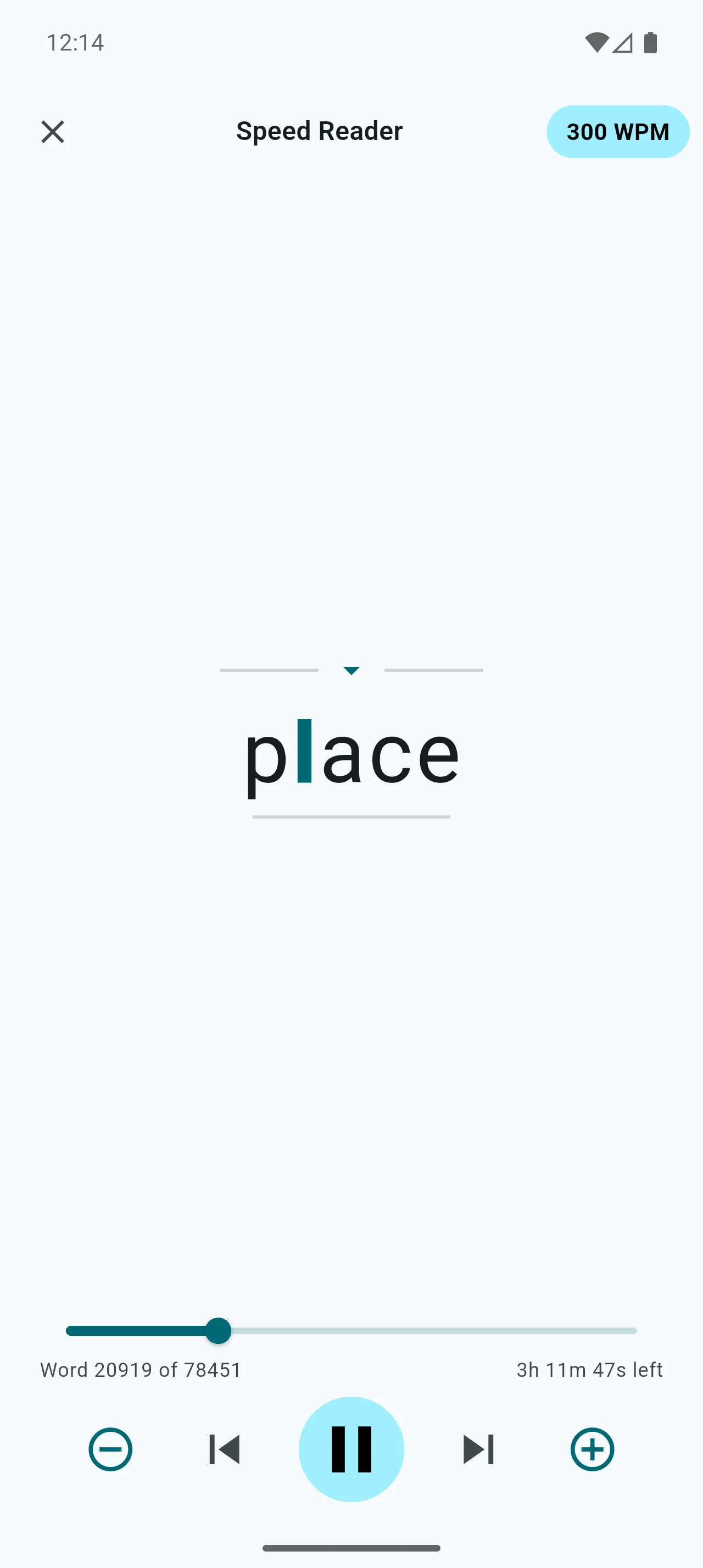 Robo Reader Speed Reader (RSVP) feature — detail view