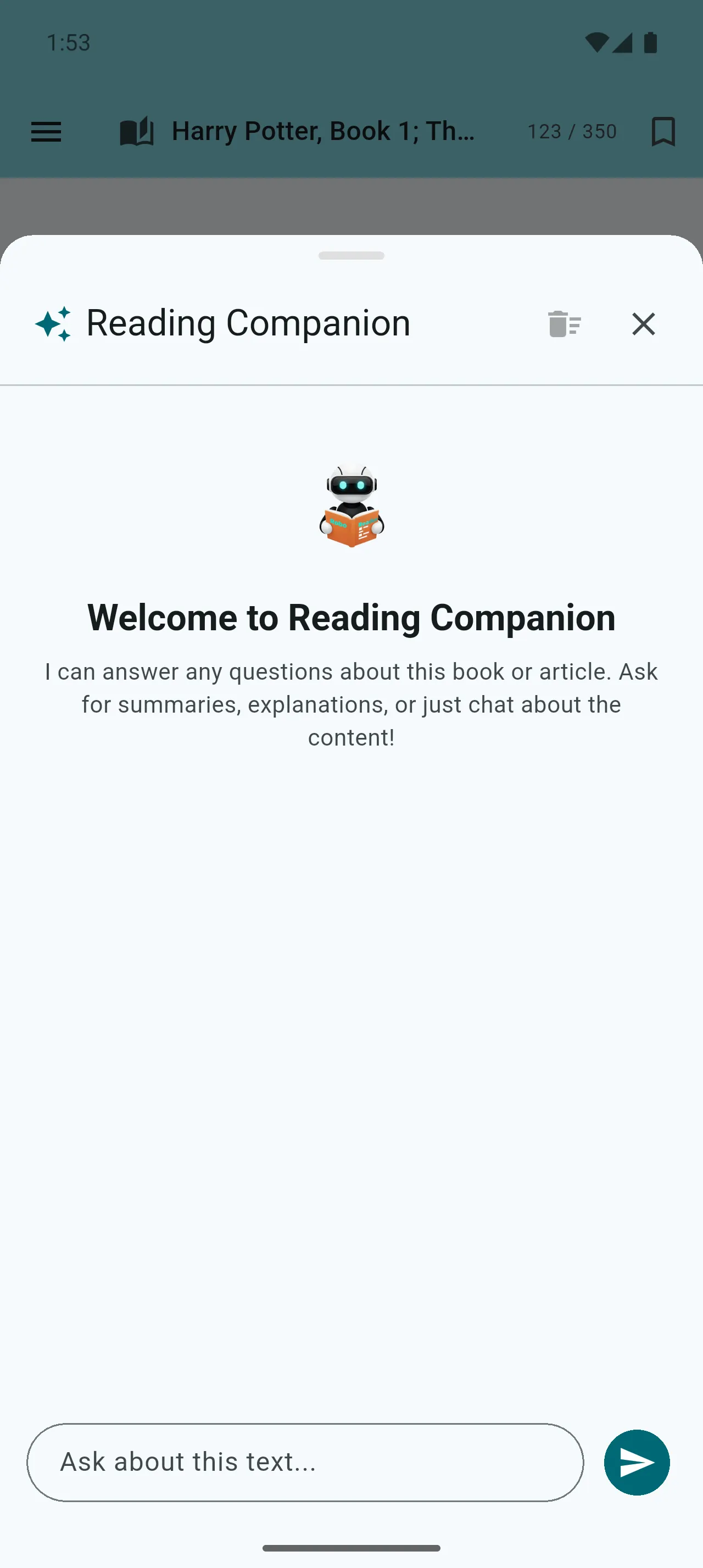 Robo Reader AI Companion feature screenshot