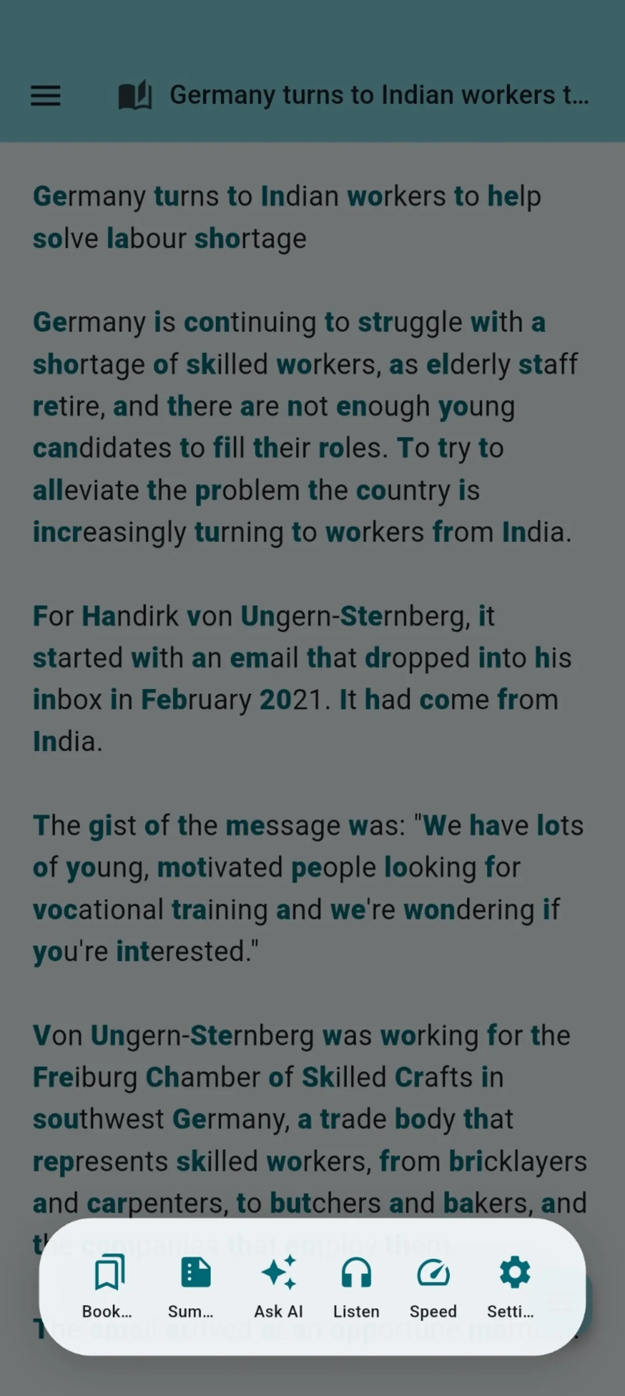 Robo Reader Article Reader Mode feature screenshot